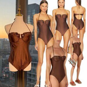 🆕 ZIMMERMANN 🧿 NWOT Devi Balconette Eyelet 1PC Bathing Suit, Sz 3AB US 8 - 10